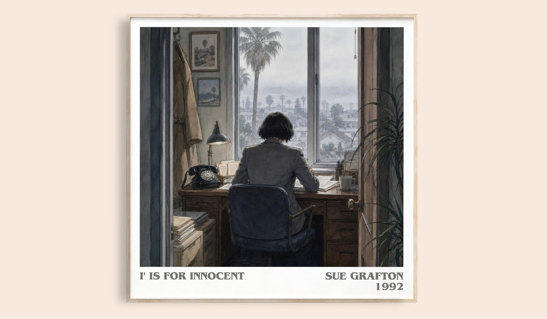 I' Is for Innocent literary book poster by Sue Grafton – framed literary art print