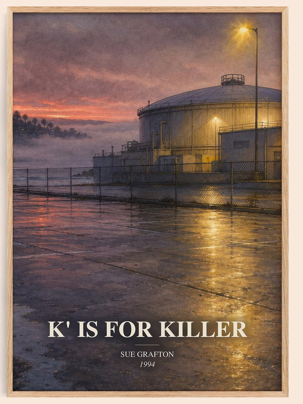 K' Is for Killer watercolour book poster by Sue Grafton – framed literary art print