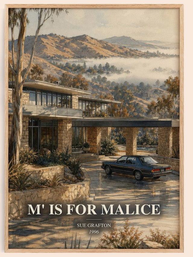 M' Is for Malice Book Watercolour Illustration by Sue Grafton