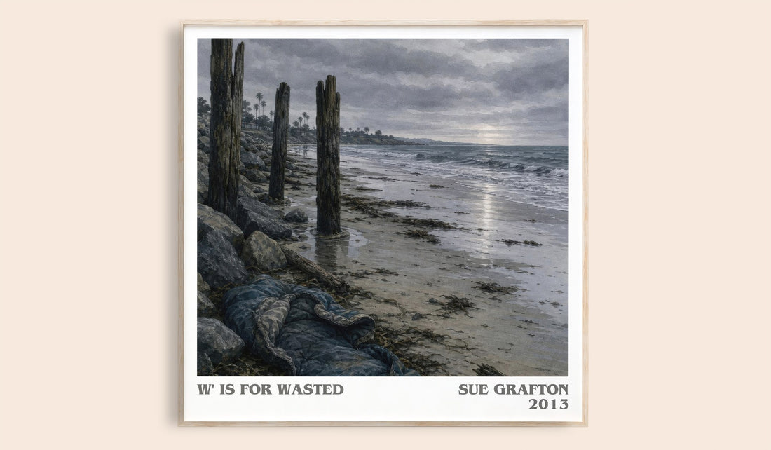 W' Is for Wasted literary book poster by Sue Grafton – framed literary art print