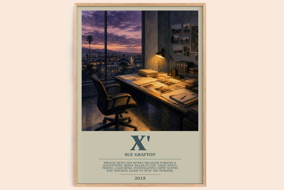X' bookish book poster by Sue Grafton – framed literary art print