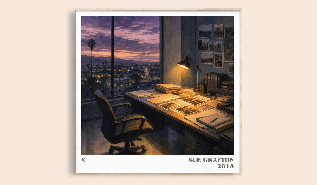 X' literary book poster by Sue Grafton – framed literary art print