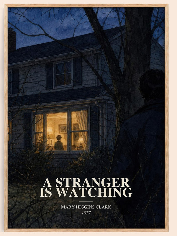 A Stranger Is Watching watercolour book poster by Mary Higgins Clark – framed literary art print