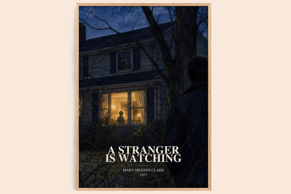 A Stranger Is Watching watercolour book poster by Mary Higgins Clark – framed literary art print