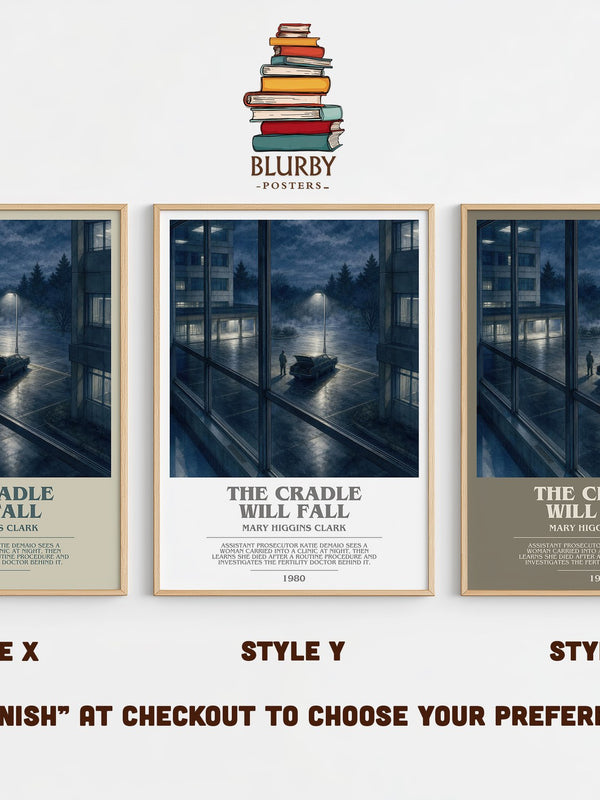 The Cradle Will Fall bookish print in frame leaning in hallway – thriller wall art