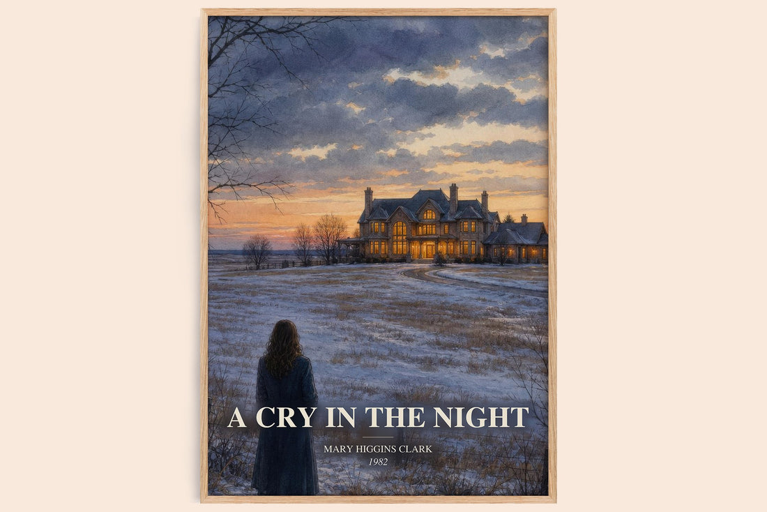 A Cry in the Night watercolour book poster by Mary Higgins Clark – framed literary art print
