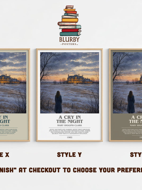 A Cry in the Night bookish print in frame leaning in hallway – thriller wall art