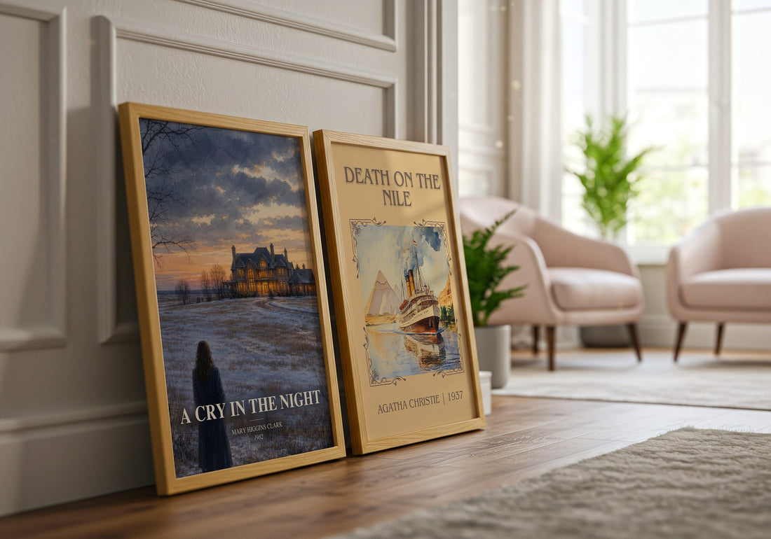 A Cry in the Night watercolour print framed by window – literary home decor