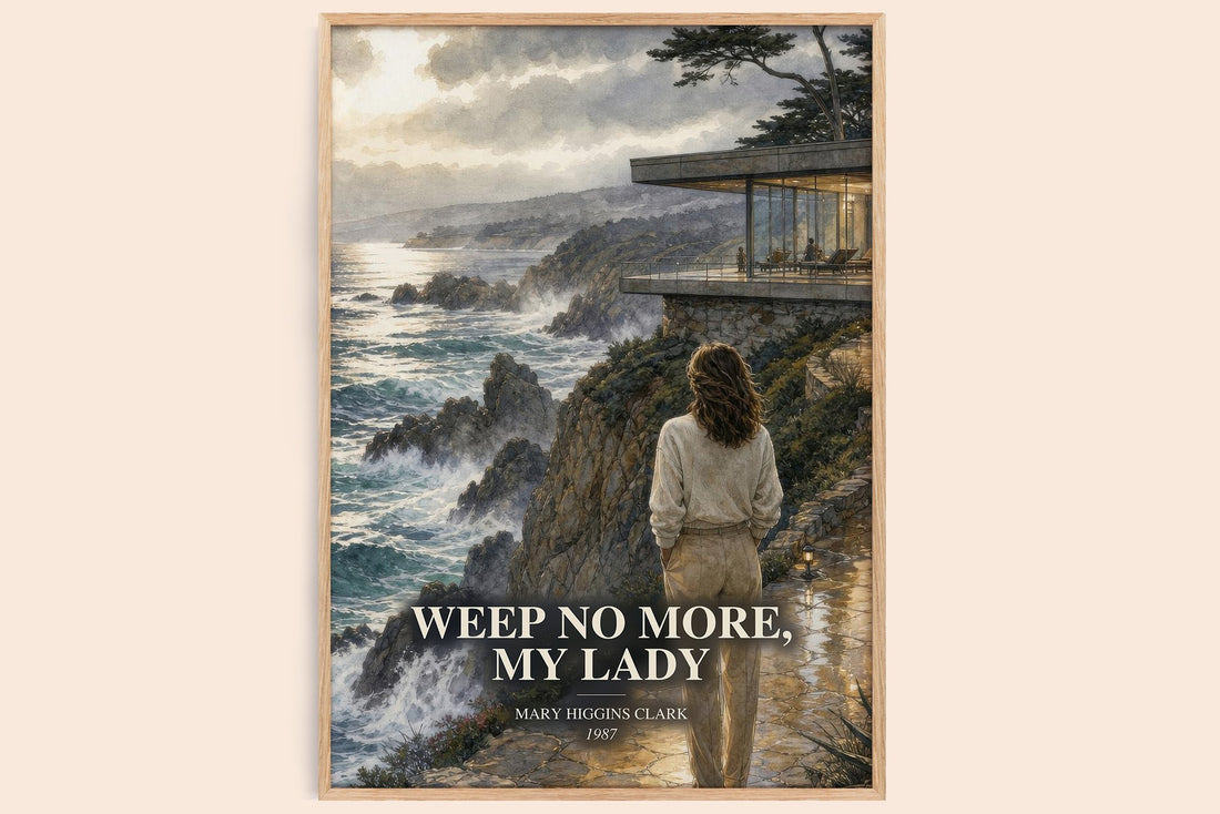 Weep No More, My Lady watercolour book poster by Mary Higgins Clark – framed literary art print