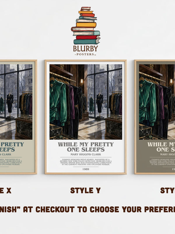 While My Pretty One Sleeps bookish print in frame leaning in hallway – mystery wall art