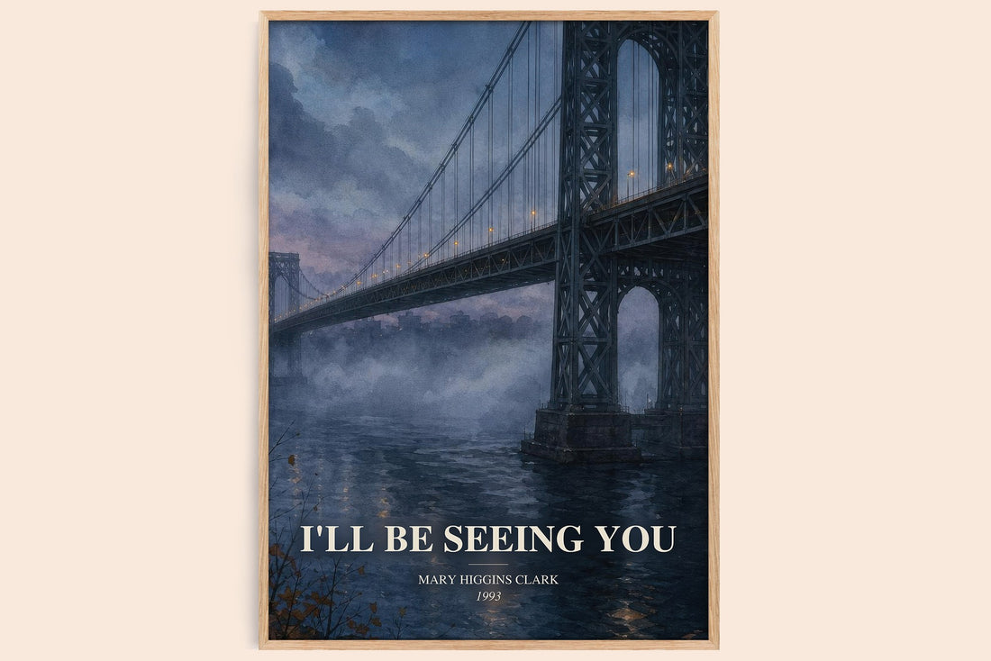 I'll Be Seeing You watercolour book poster by Mary Higgins Clark – framed literary art print