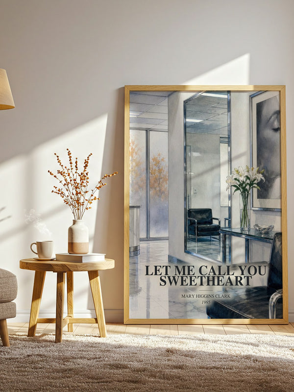 Let Me Call You Sweetheart watercolour print in frame leaning in hallway – legal thriller wall art