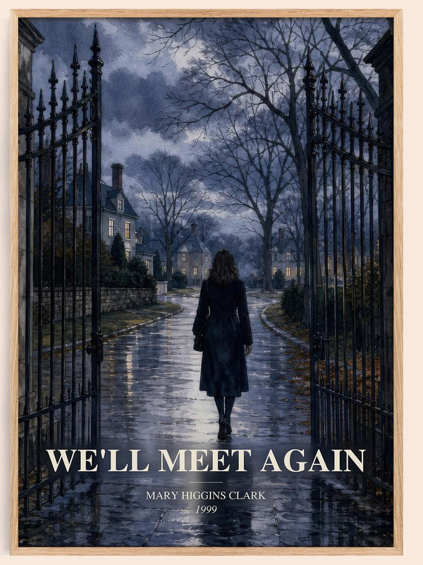 We'll Meet Again watercolour book poster by Mary Higgins Clark – framed literary art print