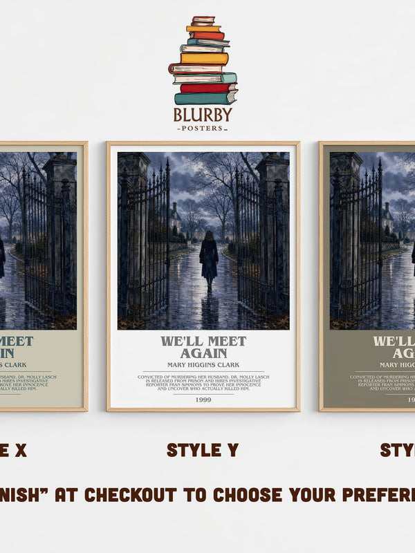 We'll Meet Again bookish print in frame leaning in hallway – mystery wall art