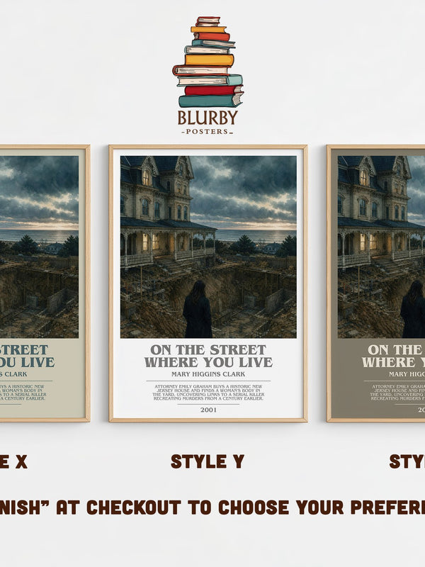 On the Street Where You Live bookish print in frame leaning in hallway – thriller wall art