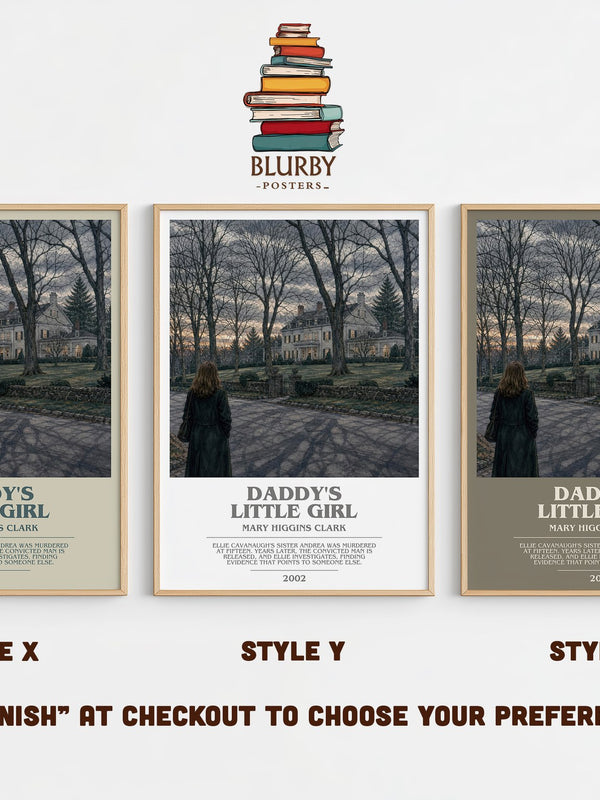 Daddy's Little Girl bookish print in frame leaning in hallway – thriller wall art