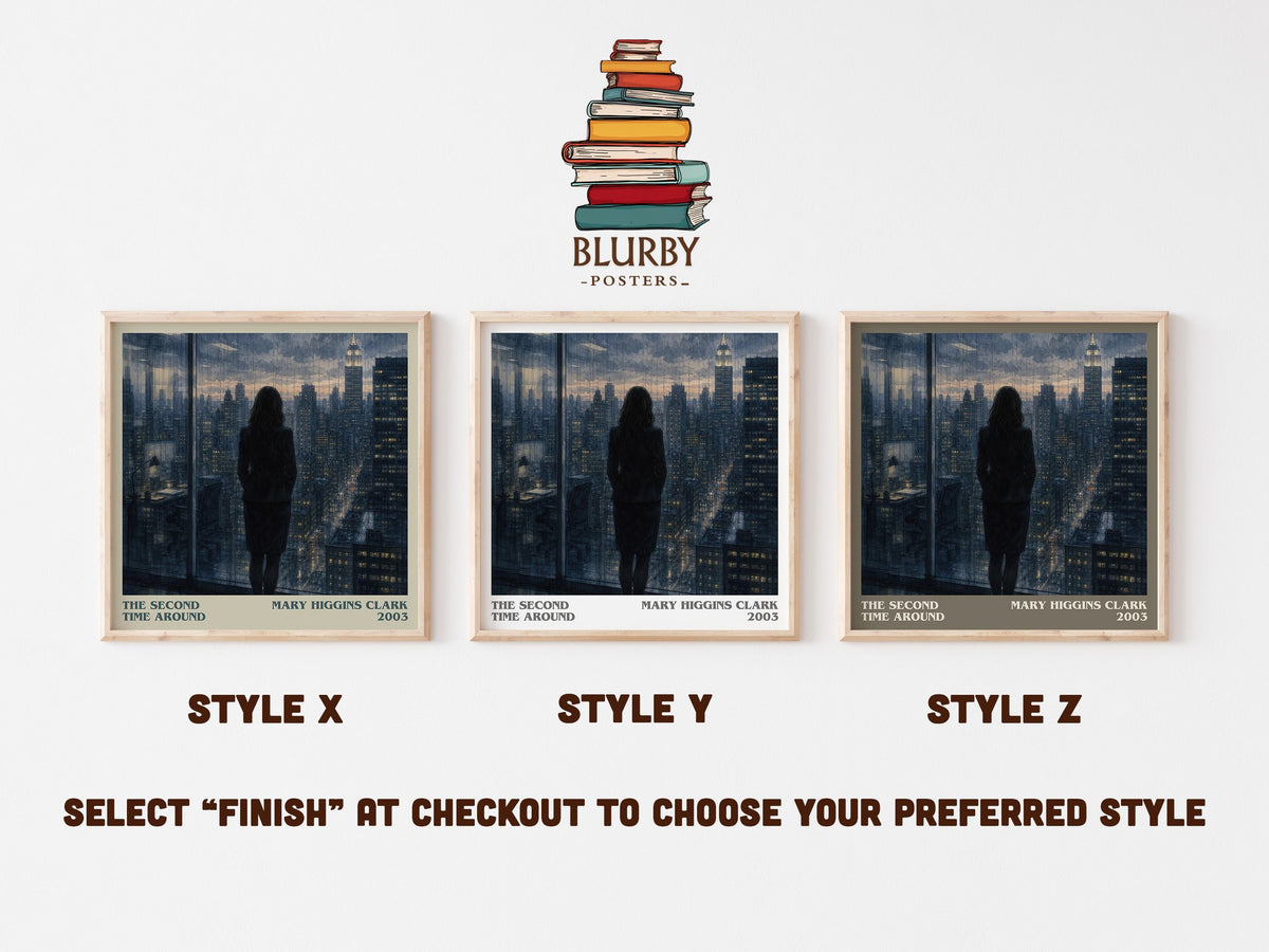 The Second Time Around literary print in frame leaning in hallway – mystery wall art (mockup)