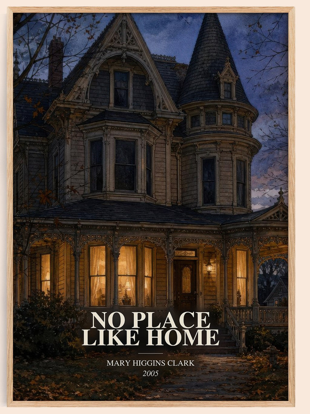 No Place Like Home watercolour book poster by Mary Higgins Clark – framed literary art print