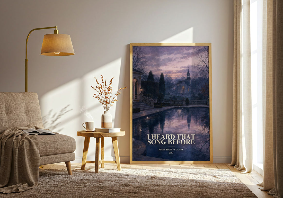 I Heard That Song Before watercolour print in frame leaning in hallway – mystery wall art (mockup)