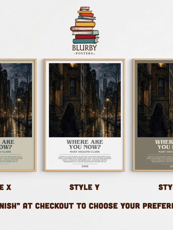 Where Are You Now? bookish print in frame leaning in hallway – mystery wall art