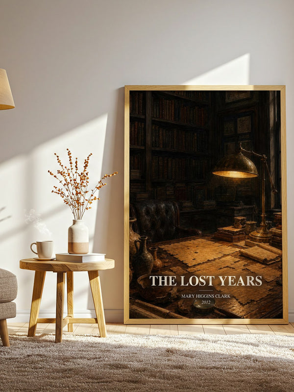 The Lost Years watercolour print in frame leaning in hallway – mystery wall art