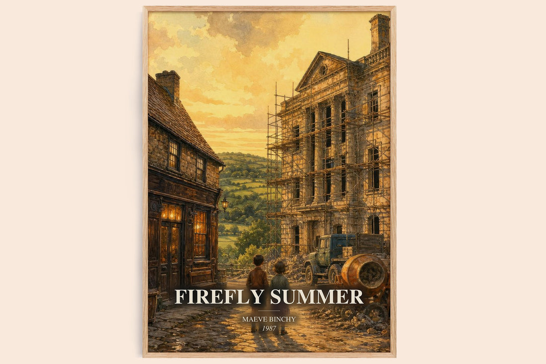 Firefly Summer watercolour book poster by Maeve Binchy – framed literary art print