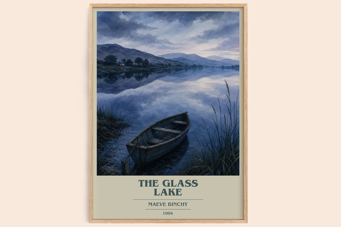 The Glass Lake book cover book poster by Maeve Binchy – framed literary art print