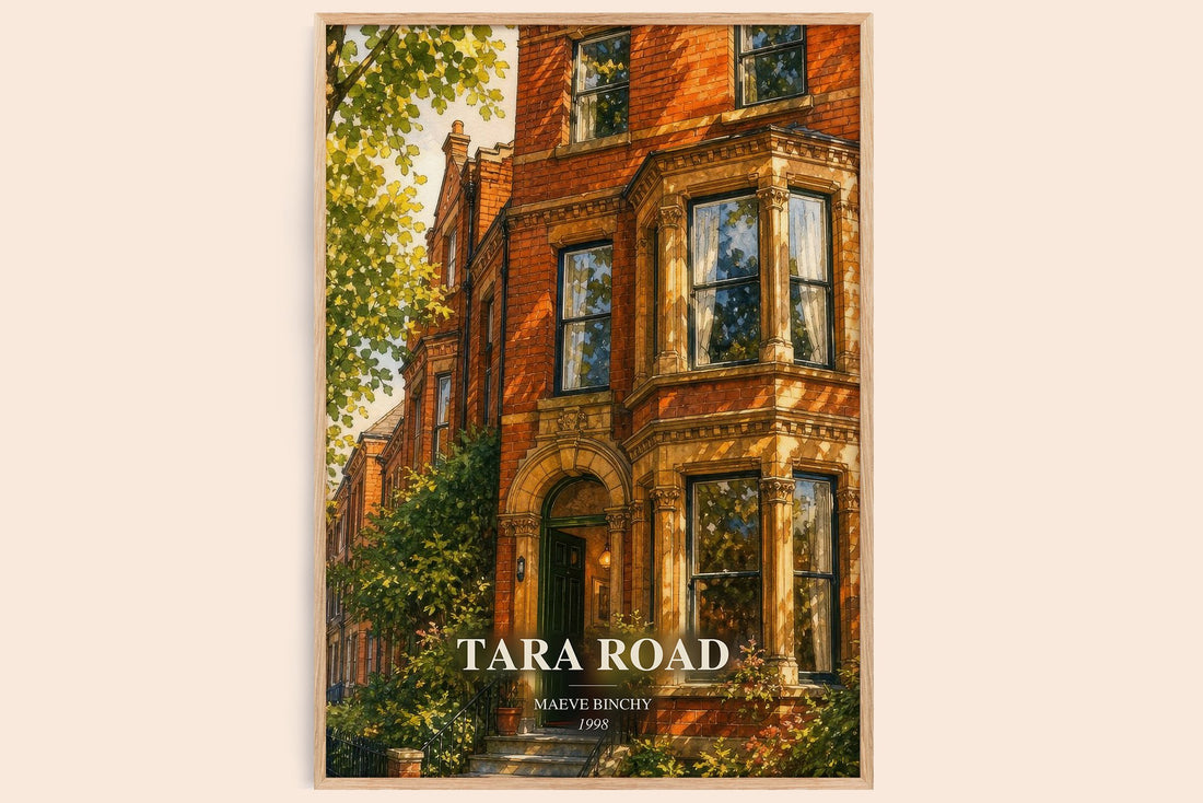 Tara Road watercolour book poster by Maeve Binchy – framed literary art print