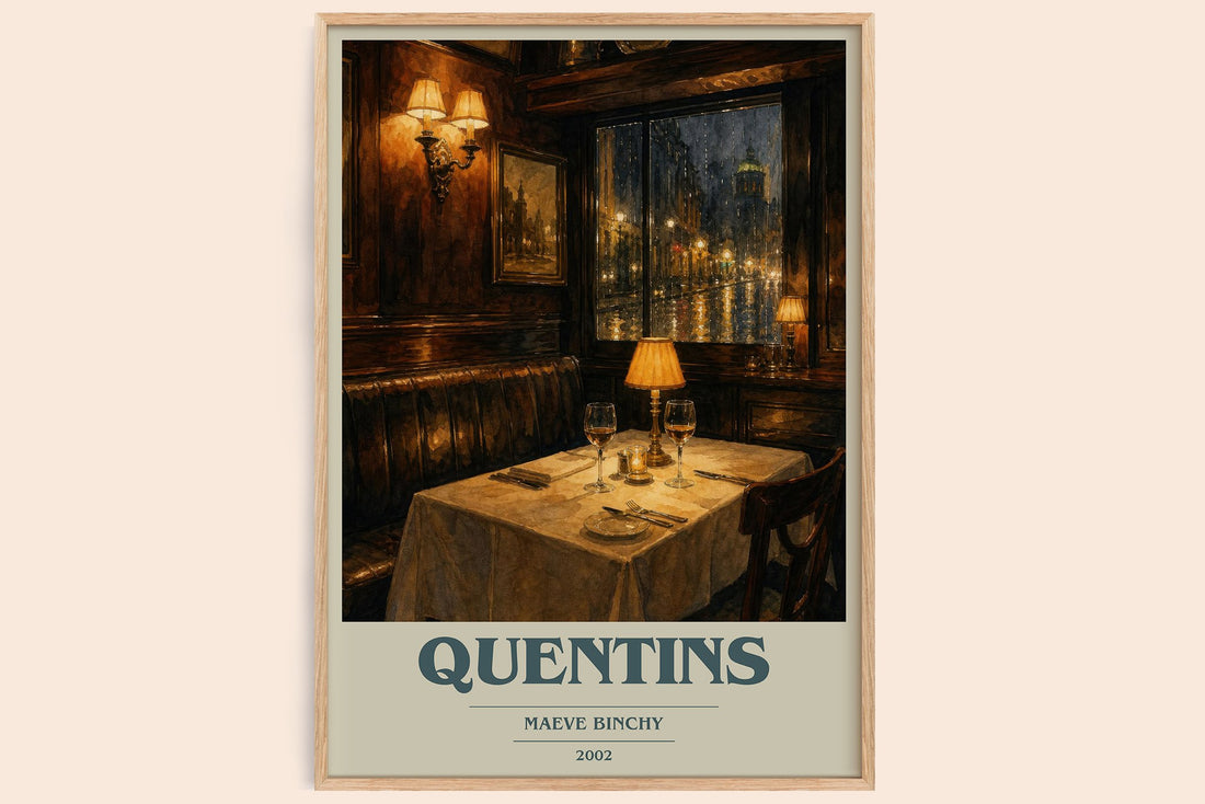 Quentins book cover book poster by Maeve Binchy – framed literary art print