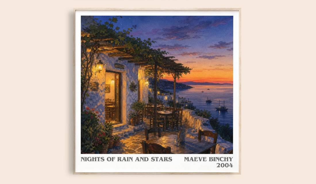 Nights of Rain and Stars literary book poster by Maeve Binchy – framed literary art print