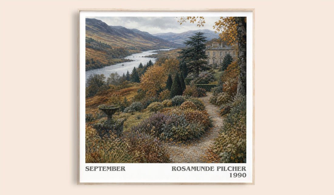 September literary book poster by Rosamunde Pilcher – framed literary art print
