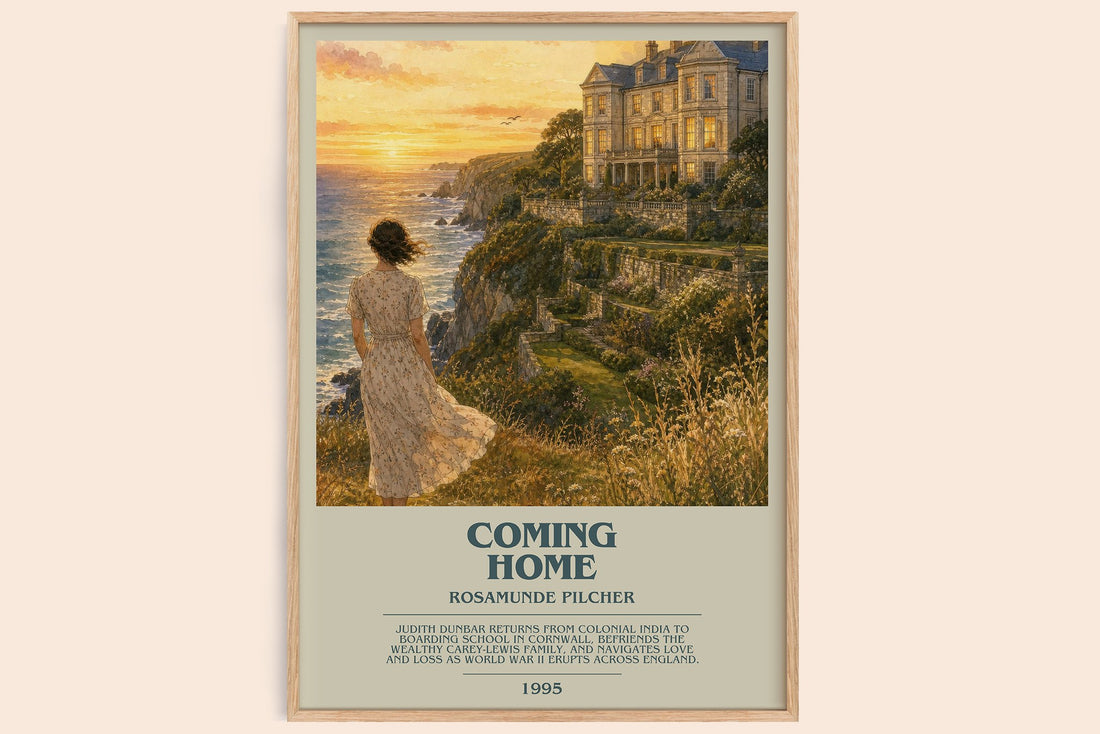 Coming Home bookish book poster by Rosamunde Pilcher – framed literary art print