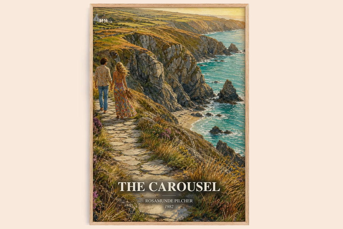 The Carousel watercolour book poster by Rosamunde Pilcher – framed literary art print