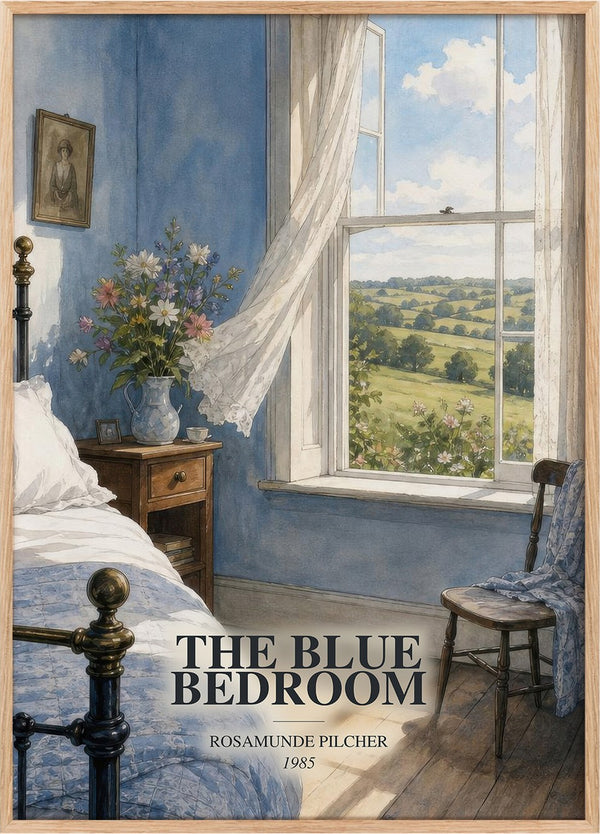 The Blue Bedroom Book Watercolour Illustration by Rosamunde Pilcher