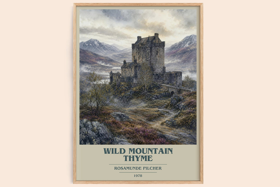 Wild Mountain Thyme book cover book poster by Rosamunde Pilcher – framed literary art print