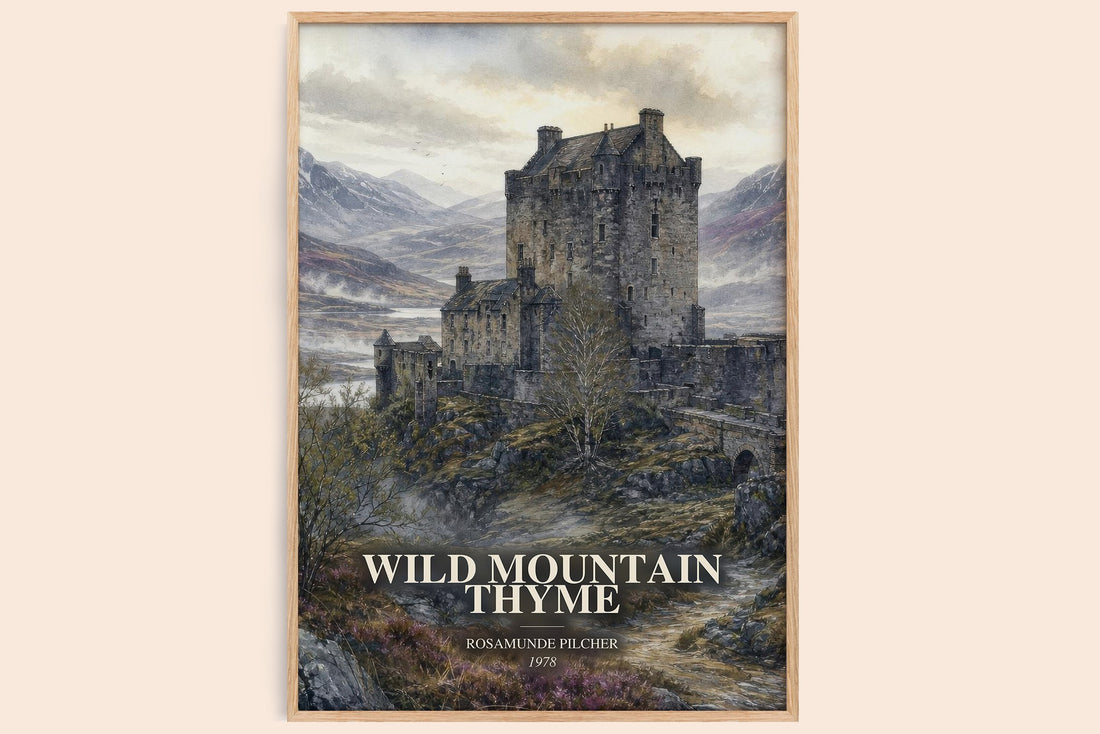 Wild Mountain Thyme watercolour book poster by Rosamunde Pilcher – framed literary art print