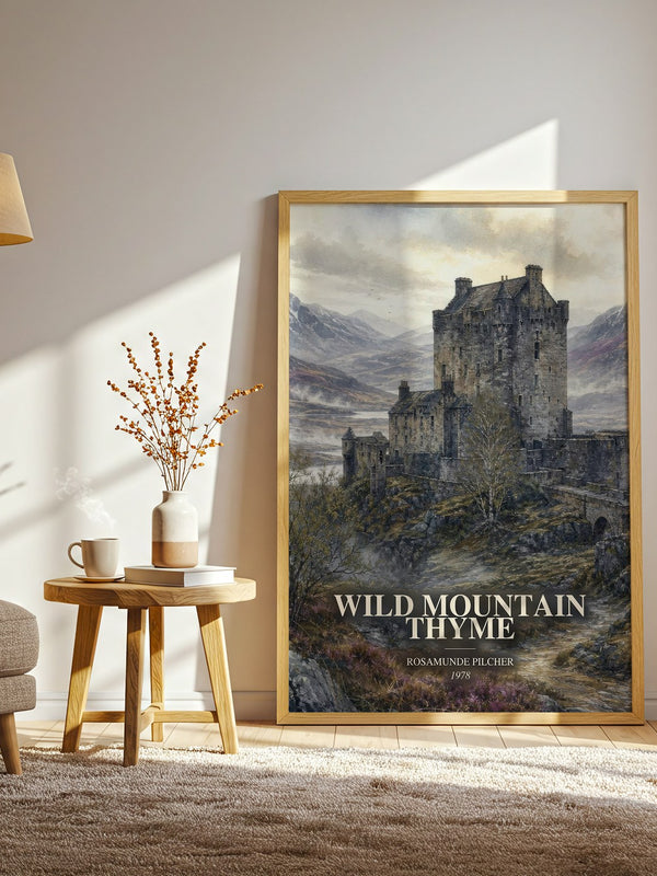 Wild Mountain Thyme watercolour print in frame leaning in hallway – romance wall art