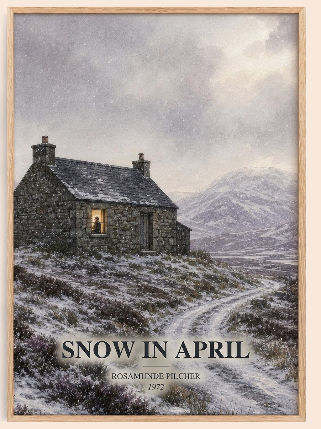 Snow in April watercolour book poster by Rosamunde Pilcher – framed literary art print