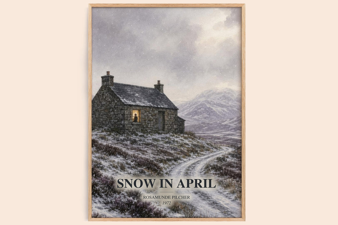 Snow in April watercolour book poster by Rosamunde Pilcher – framed literary art print