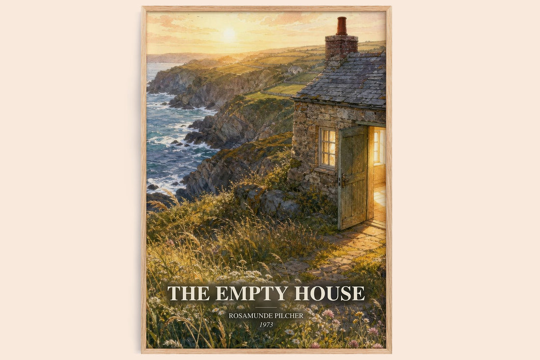 The Empty House watercolour book poster by Rosamunde Pilcher – framed literary art print