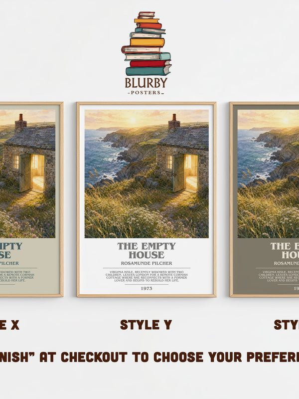 The Empty House bookish print in frame leaning in hallway – romance wall art