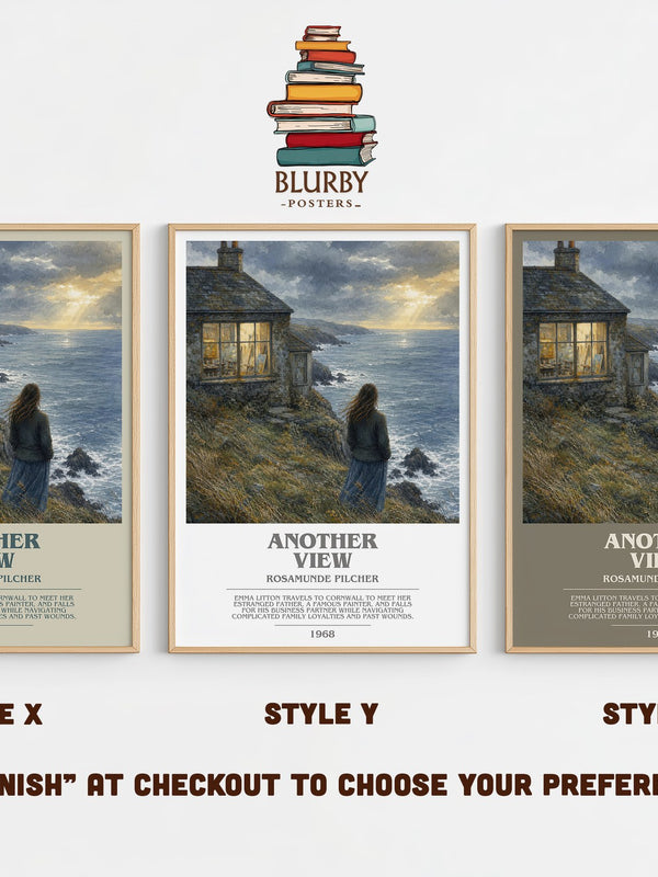 Another View bookish print in frame leaning in hallway – romance wall art