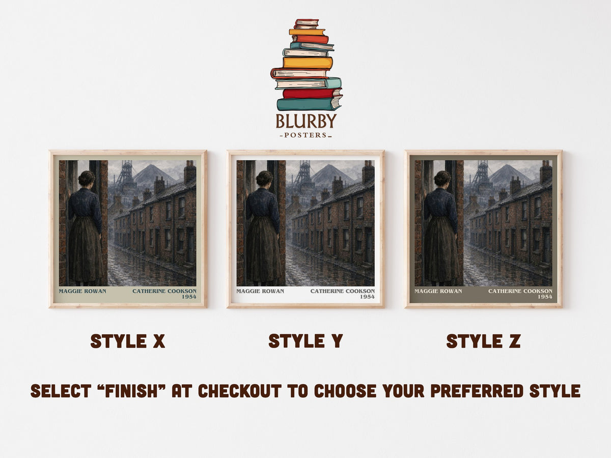 Maggie Rowan literary print in frame leaning in hallway – literary fiction wall art (mockup)