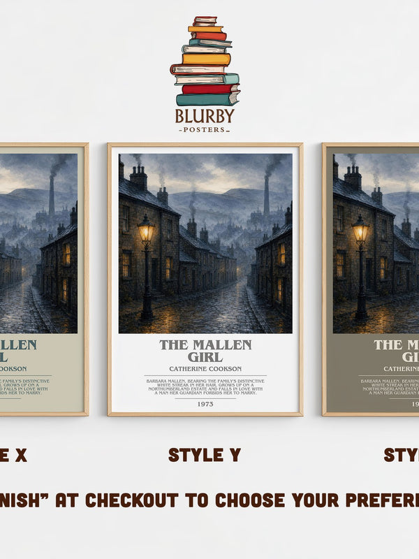 The Mallen Girl bookish print in frame leaning in hallway – historical fiction wall art