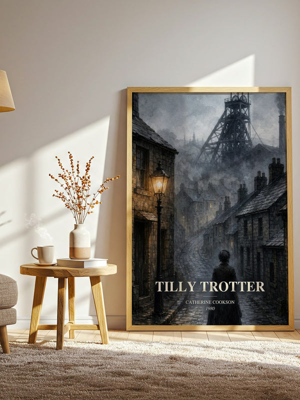 Tilly Trotter watercolour print in frame leaning in hallway – historical fiction wall art