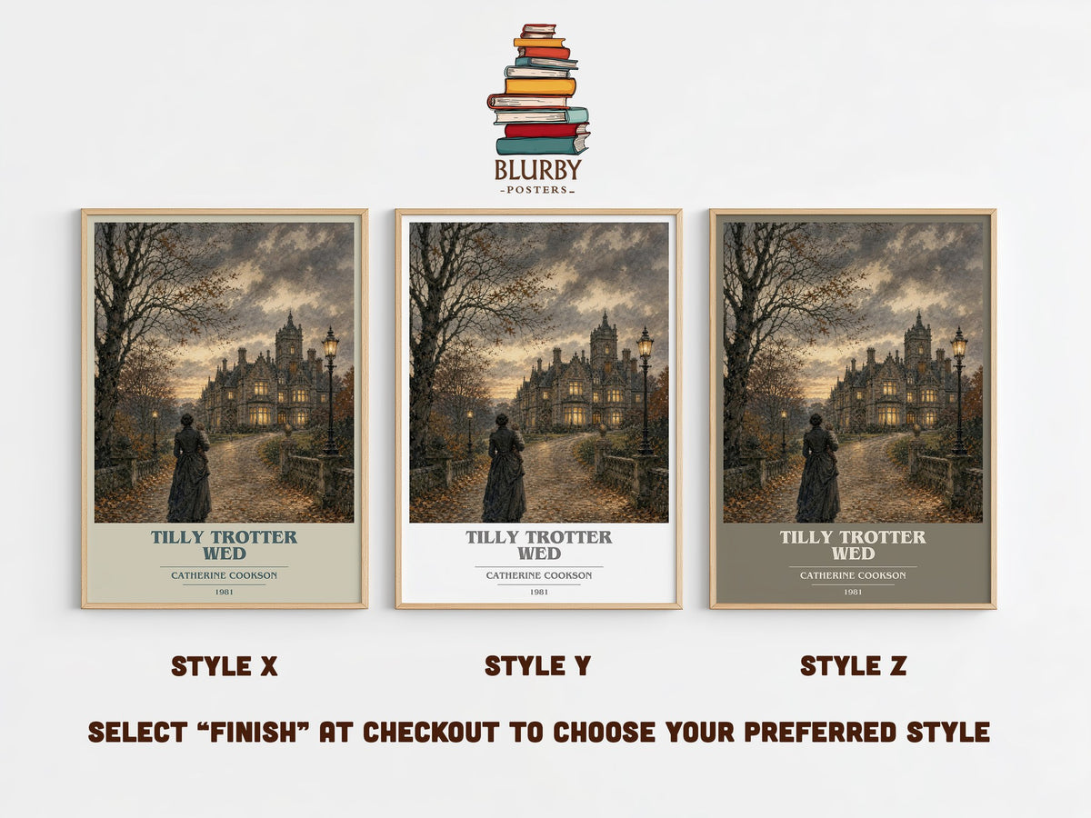 Tilly Trotter Wed book cover print in frame leaning in hallway – historical fiction wall art (mockup)