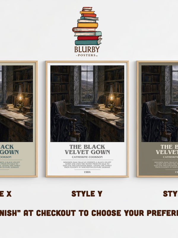The Black Velvet Gown bookish print in frame leaning in hallway – historical fiction wall art