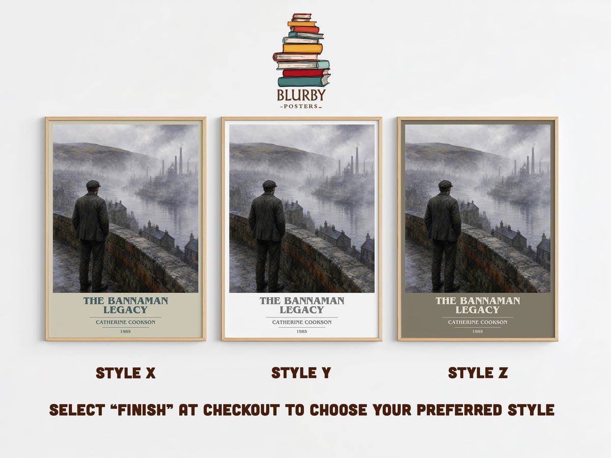 The Bannaman Legacy book cover print in frame leaning in hallway – historical fiction wall art (mockup)