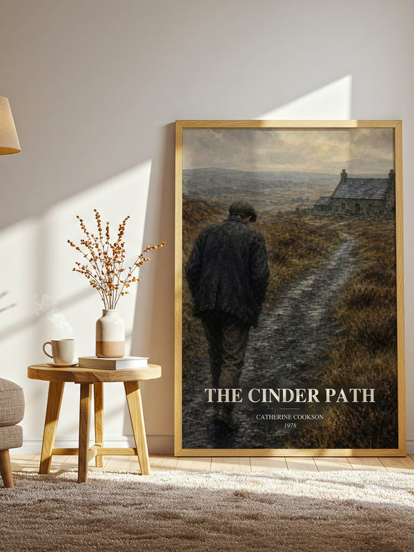 The Cinder Path watercolour print in frame leaning in hallway – historical fiction wall art