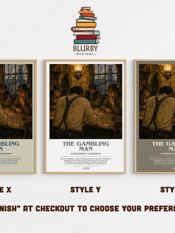 The Gambling Man bookish print in frame leaning in hallway – historical fiction wall art